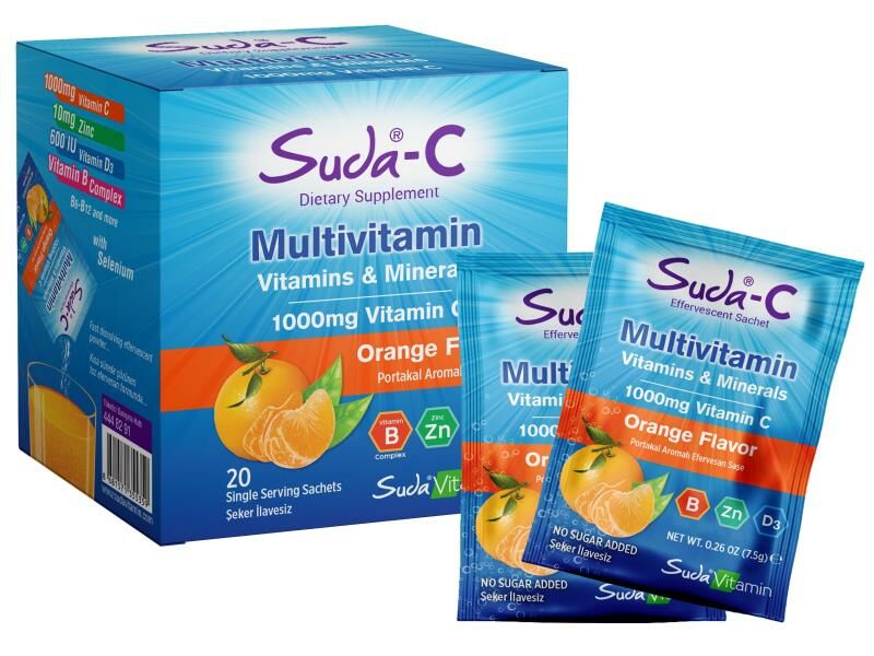 Suda-C Multivitamin 1000 mg Portakal Aromalı 20 Saşe