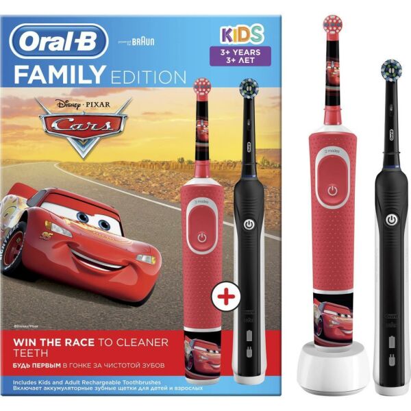 Oral-B D100 Cars Çocuk + Yetişkin Şarj Edilebilir Aile Paketi