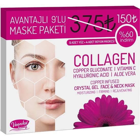 Voonka Collagen Mask Combo 9 Adet Yüz Ve Boyun Maske