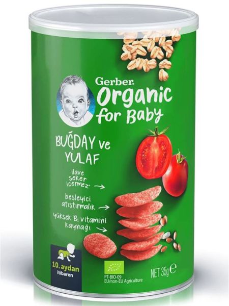 Gerber Organik Buğday ve Yulaf Bebek Atıştırmalığı 35 gr