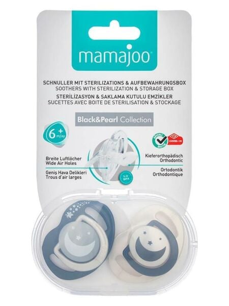 Mamajoo Black Pearl Collection Sterilizasyon ve Saklama Kutulu Emzikler 6 + Ay