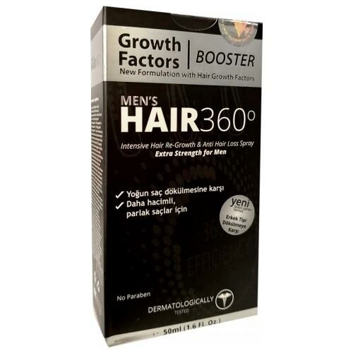 KRCDerma Hair 360 Men's Growth Factors Booster Hair Sprey 50ml - Erkekler İçin Saç Spreyi