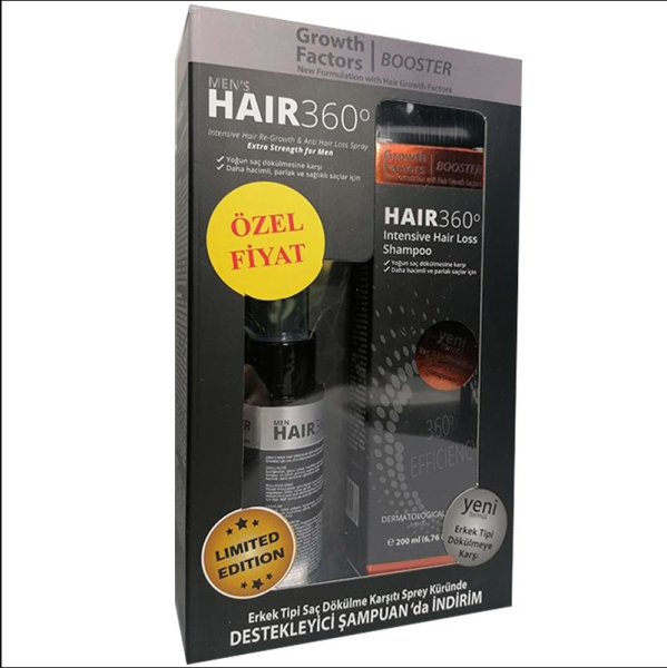 Hair 360 Men's Growth Factors Booster Erkek Sprey 50ml + 200 ml Şampuan