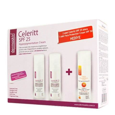 Dermoskin Celeritt Spf 25 2x30 ml + Face Protection Spf 50 Hediye