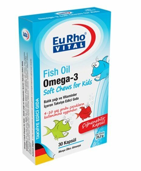 Eurho Vital Omega 3 Fish Oil Soft Chews for Kids Çiğnelebilir 30 Kapsül