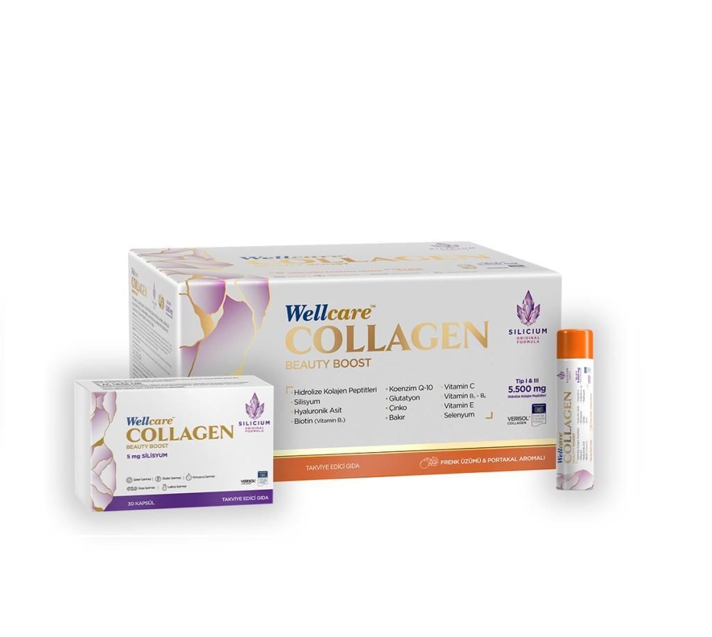 Wellcare Collagen Beauty Boost 5500 mg Frenk Üzümü + Portakal 40 ml x 30 Tüp + 30 Kapsül