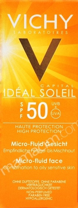 Vichy ideal Soleil Spf50 Micro Fluid Face Ultra Akışkan 40ml Karma/Yağlı (Aqualia Nemlendirici 12ml HEDİYE)