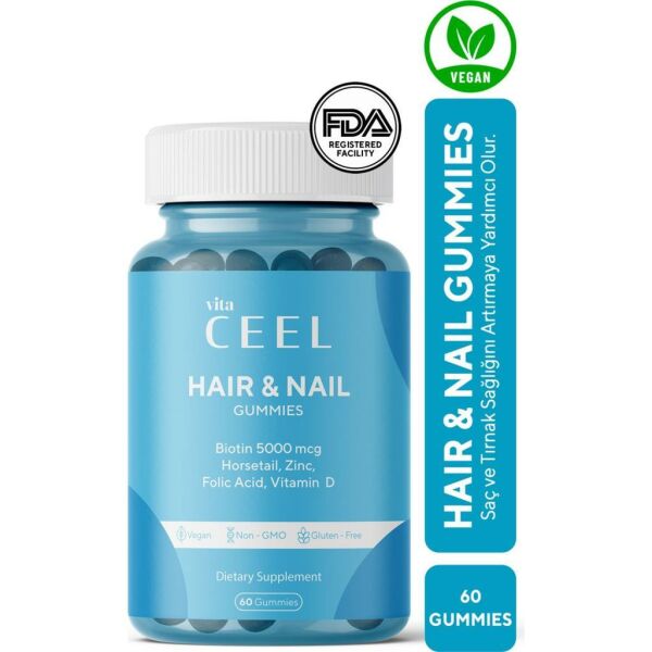 Vita Ceel Hair + Nail Vegan Gummies 60 Tablet