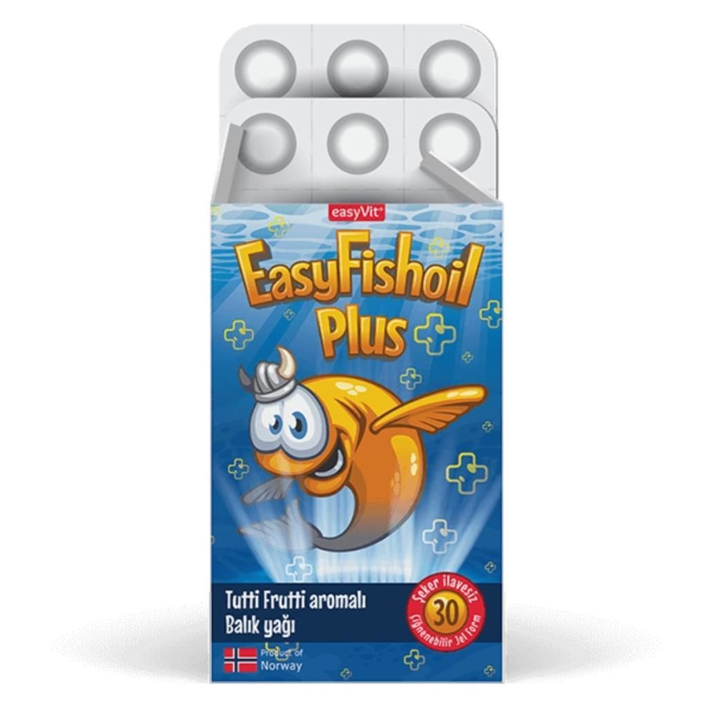 EasyFishoil Plus Tutti Frutti Aromalı Balık Yağı 30 Çiğnenebilir Jel Form