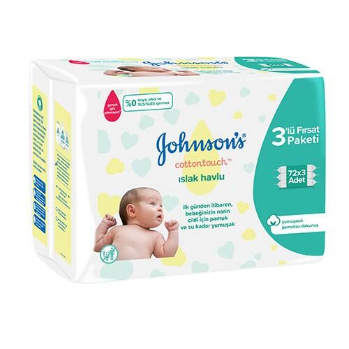 Johnsons Baby Cottontouch Islak Havlu 72'li 3 Adet