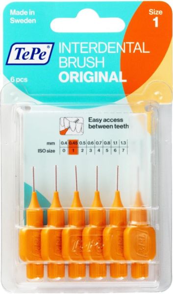 Tepe Interdental Brush Diş Arası Fırçası 0.45mm No:1 - Turuncu Blister 6'Lı Paket