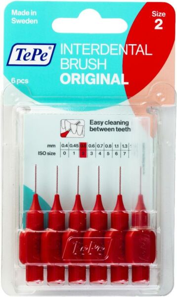 Tepe Interdental Brush Diş Arası Fırçası 0.5mm No:2 - Kırmızı Blister 6'Lı Paket