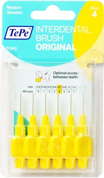 Tepe Interdental Brush Diş Arası Fırçası 0.7mm No:4 - Sarı Blister 6'Lı Paket