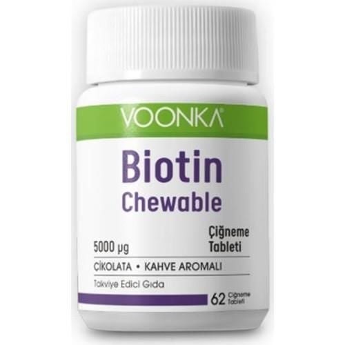 Voonka Biotin 5000 mcg 62 Çiğneme Tableti
