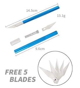 SRTFOOTCARE Kretuar Bıçağı,  Paslanmaz Çelik Hassas Kesim Bıçağı + 5 ad.Yedek Bıçak  Deri El Aleti
