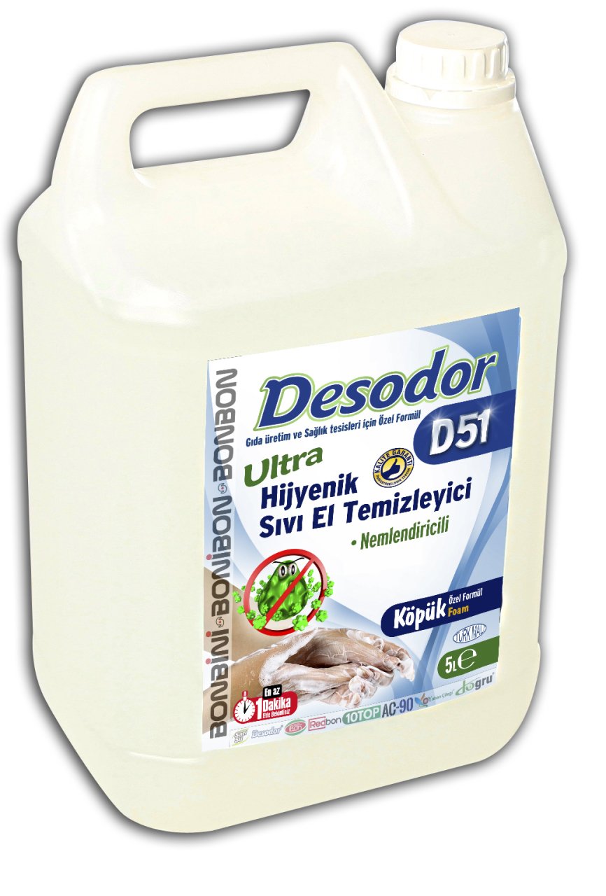 DESODOR D51 ULTRA HİJYENİK SIVI EL TEMİZLEYİCİ KÖPÜK 5L ULTRA HİJYENİK SIVI EL TEMİZLEYİCİ KÖPÜK 20L SARI-SU,İBON,REDBON,10TOP,AC-90,YABAN-ÇİLEĞİ,DOĞRU