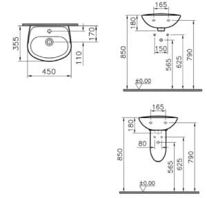 Norm Yarım Ayaklı Lavabo 45 cm