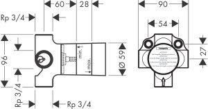 Hansgrohe İç set Quattro 4 yollu yönlendirici valf, ankastre montaj için