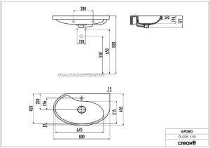 Creavit Aqua Pura 80 cm Lavabo