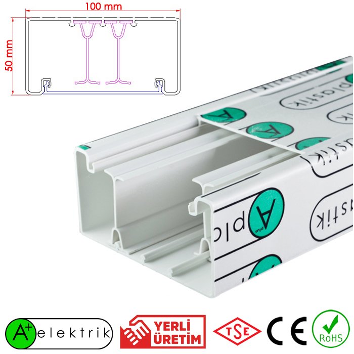 A Plus Elektrik 100x50 mm Beyaz Bantsız Kablo Kanalı