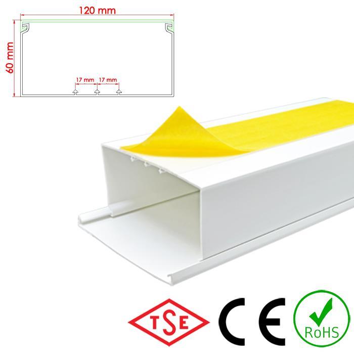 A Plus Elektrik 120x60 mm Beyaz Yapışkan Bantlı Kablo Kanalı