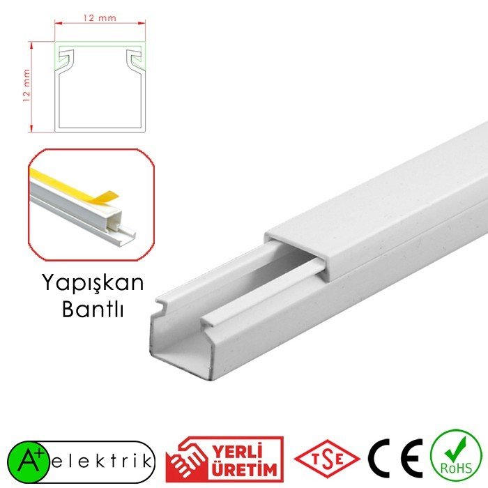 A Plus Elektrik 12X12 mm  Yapışkan Bantlı Kablo Kanalı