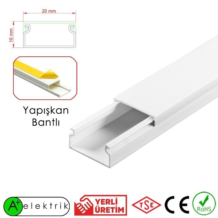 A Plus Elektrik 20X10 mm  Yapışkan Bantlı Kablo Kanalı