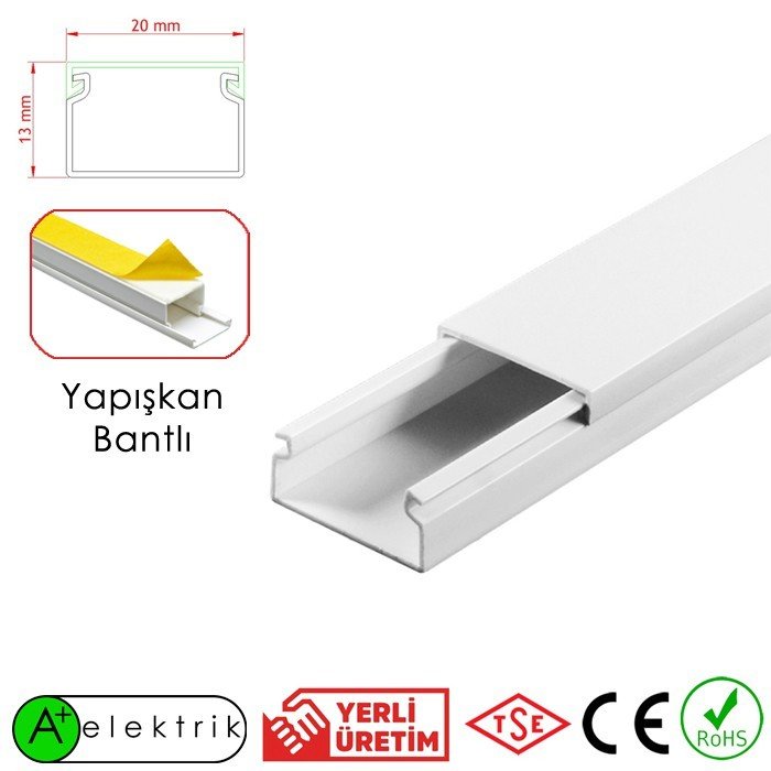 A Plus Elektrik 20X13 mm  Yapışkan Bantlı Kablo Kanalı