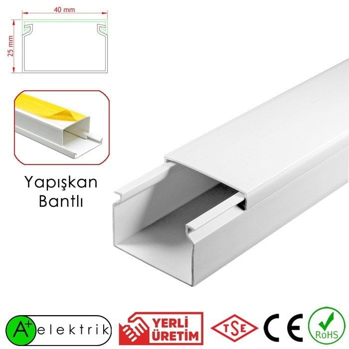 A Plus Elektrik 40X25 mm  Yapışkan Bantlı Kablo Kanalı