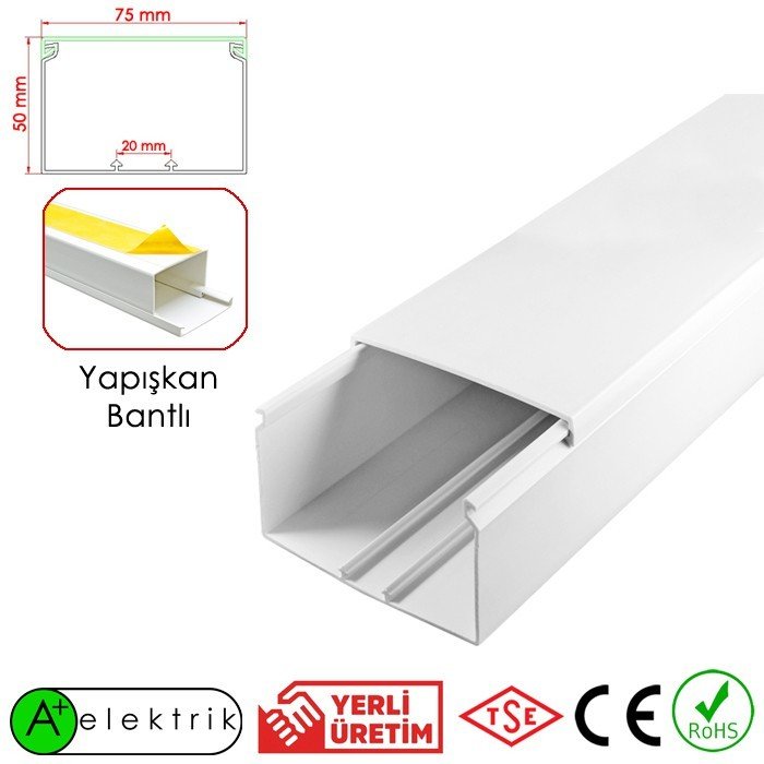 A Plus Elektrik 75X50 mm  Yapışkan Bantlı Kablo Kanalı