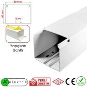 A Plus Elektrik 80X60 mm Beyaz Yapışkan Bantlı Kablo Kanalı