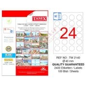Tanex Laser Etiket 100 YP 0.40 MM Laser-Copy-Inkjet Yuvarlak TW-2140