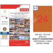 Tanex Laser Etiket 100 YP 0.40 MM Laser-Copy-Inkjet Yuvarlak Turuncu TW-2140