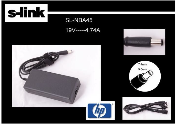 S-link Notebook Adaptörü SL-NBA45 19v 4.74a 7.4-5.0