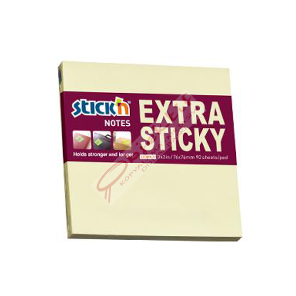 Hopax Stıckn Yapışkanlı Not Kağıdı Extra 90 YP 76x76 Pastel Sarı HE21660