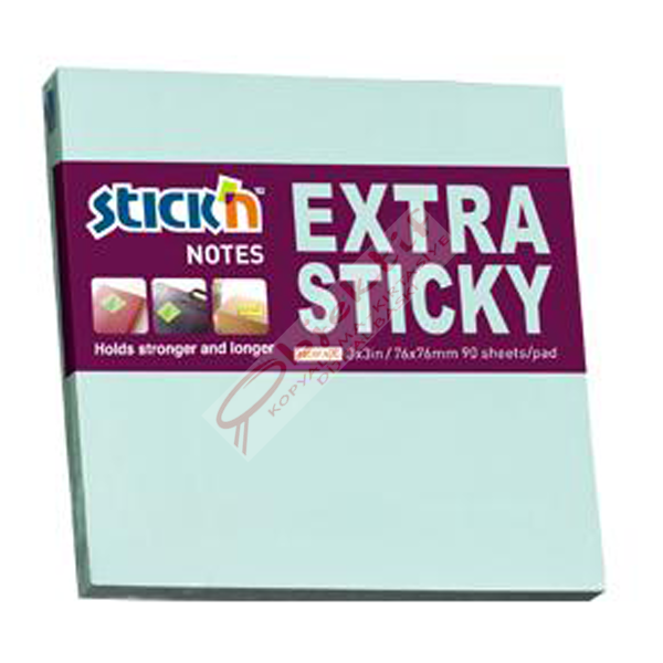 Hopax Stıckn Yapışkanlı Not Kağıdı Extra 90 YP 76x76 Pastel Mavi HE21663