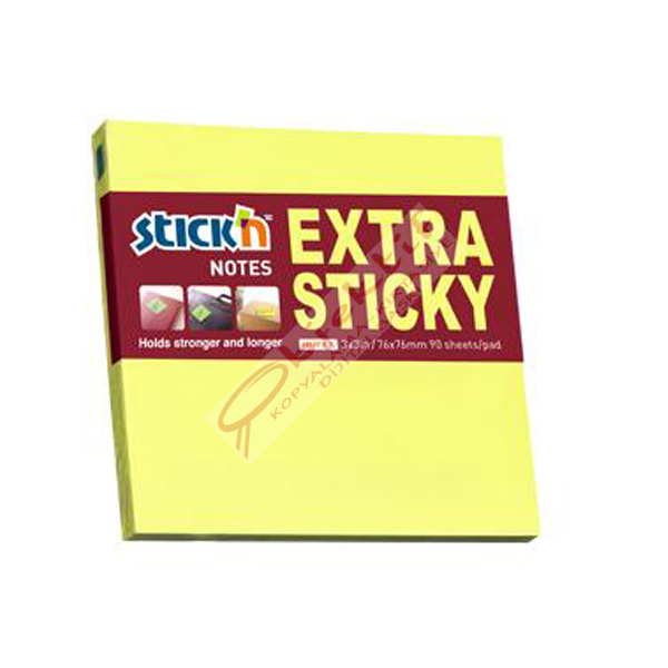 Hopax Stıckn Yapışkanlı Not Kağıdı Extra 90 YP 76x76 Neon Sarı 21670
