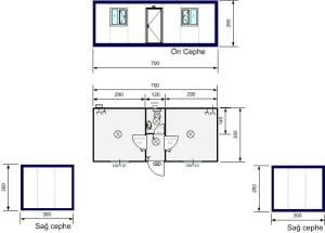 İki Odalı WC li Konteyner K302