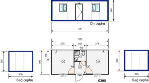 İki Odalı Wc Duşlu Konteyner K305