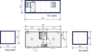 Tek Girişli İki Odalı WC Duşlu Çay Ocaklı Konteyner K307