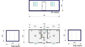 21m2. Sandviç Panel Yaşam Konteyneri K305 Evye'li