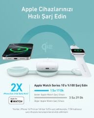 Anker UFO MagGo Kablosuz Şarj Cihazı (3'ü 1 Arada, Katlanabilir Ped) - Yeşil - B25M8