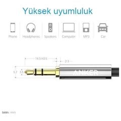 ANKER 3.5mm Aux Ses Kablosu 1.2 mt - Siyah