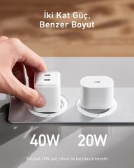 Anker 521 Nano Pro 40W C Şarj Cihazı Beyaz - A2038