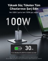Anker Prime 100W 3 Ports GaNPr Şarj Cihazı -A2688