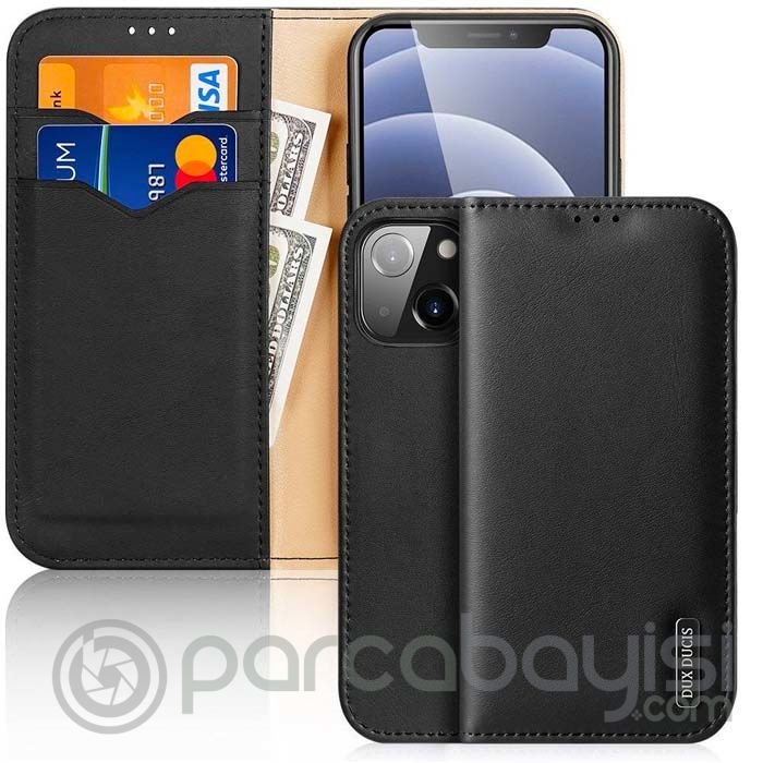 Dux Ducis iPhone 13 6.1 Kılıf Mıknatıslı Cüzdanlı Deri Kılıf Hivo Series
