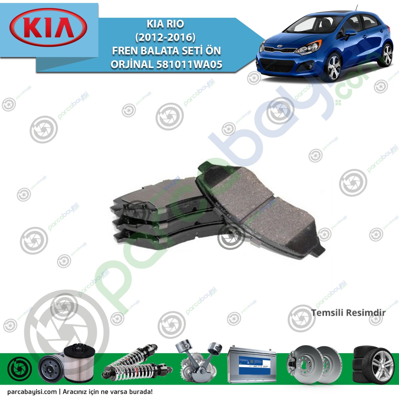 Kia Rio (2012-2016) Fren Balata Seti Ön Orjinal | 581011Wa05