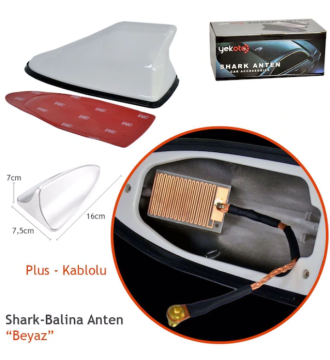 Shark Anten Köpek Balığı Anten Silikon Tabanlı Beyaz Balık Sırtı Elektrikli Anten