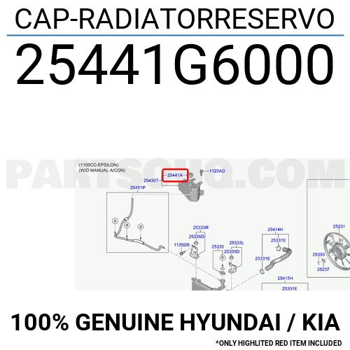 Kia Picanto Radyatör Ek Depo Kapağı Orijinal | 25441G6000