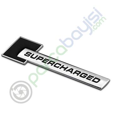 Supercharged Siyah Metal 3D Amblem Logo Orjinal Style